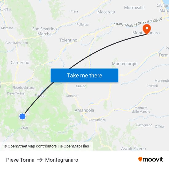 Pieve Torina to Montegranaro map