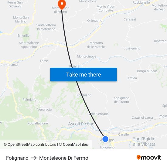 Folignano to Monteleone Di Fermo map