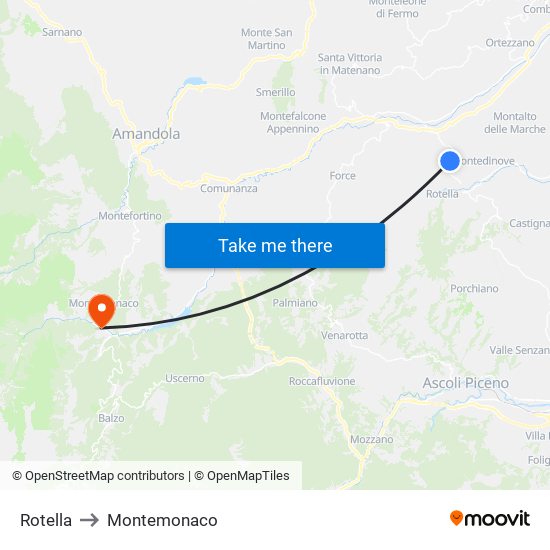 Rotella to Montemonaco map