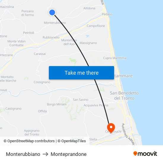 Monterubbiano to Monteprandone map