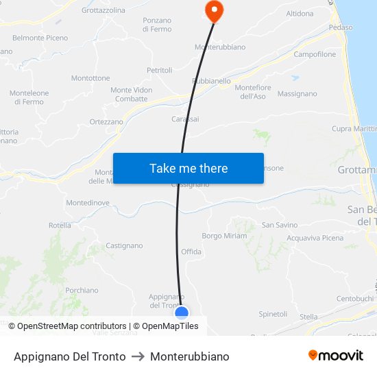 Appignano Del Tronto to Monterubbiano map
