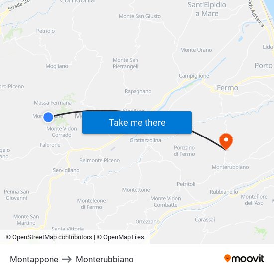 Montappone to Monterubbiano map