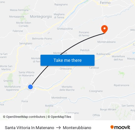 Santa Vittoria In Matenano to Monterubbiano map