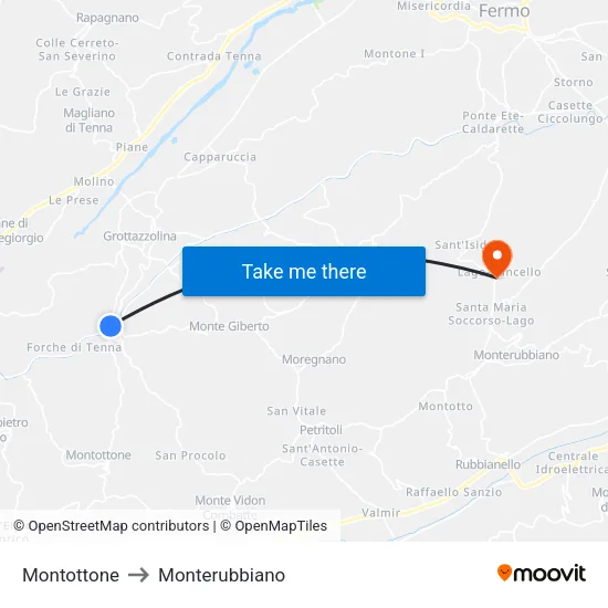 Montottone to Monterubbiano map