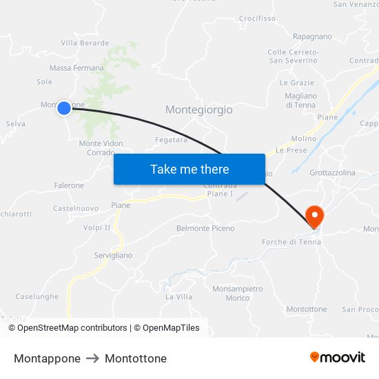 Montappone to Montottone map