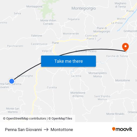 Penna San Giovanni to Montottone map