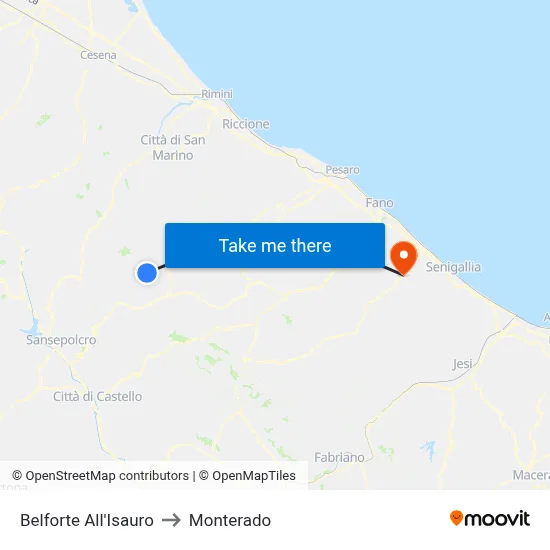 Belforte All'Isauro to Monterado map