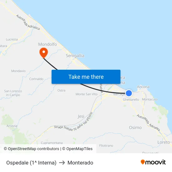 Ospedale (1^ Interna) to Monterado map