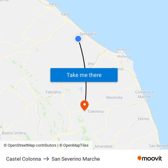 Castel Colonna to San Severino Marche map