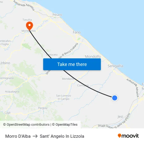 Morro D'Alba to Sant'Angelo in Lizzola map