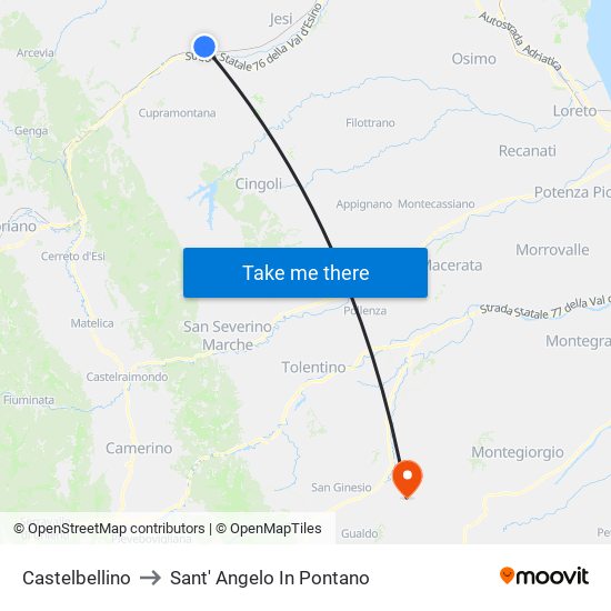 Castelbellino to Sant' Angelo In Pontano map