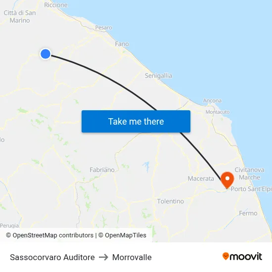 Sassocorvaro Auditore to Morrovalle map