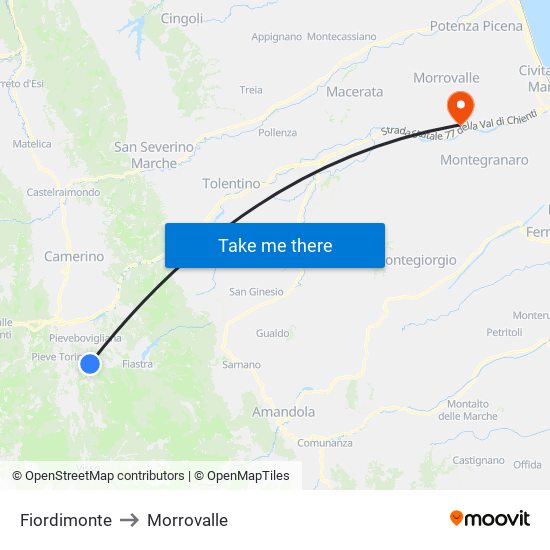 Fiordimonte to Morrovalle map