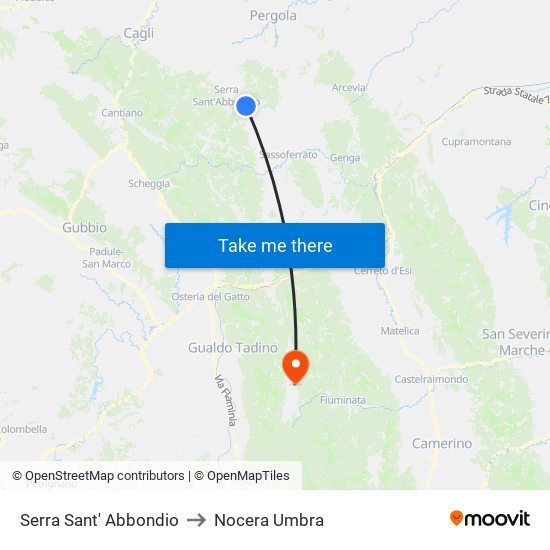 Serra Sant' Abbondio to Nocera Umbra map