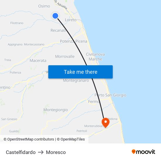 Castelfidardo to Moresco map