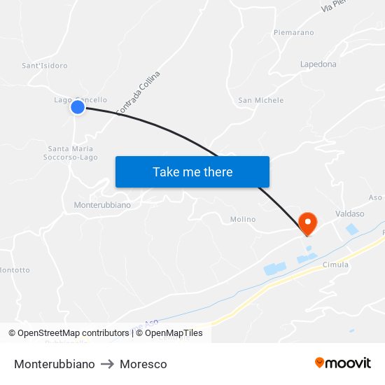 Monterubbiano to Moresco map