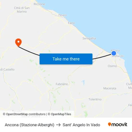 Ancona (Stazione-Alberghi) to Sant' Angelo In Vado map