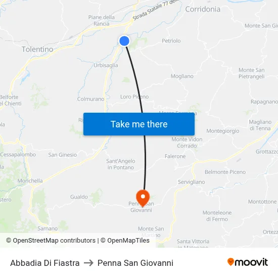 Abbadia Di Fiastra to Penna San Giovanni map