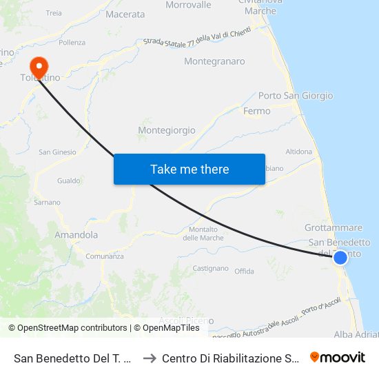 San Benedetto Del T. Stazione FS to Centro Di Riabilitazione Santo Stefano map