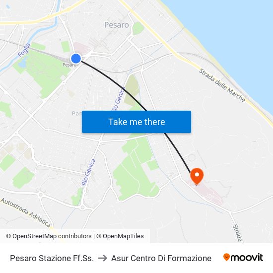 Pesaro Stazione Ff.Ss. to Asur Centro Di Formazione map