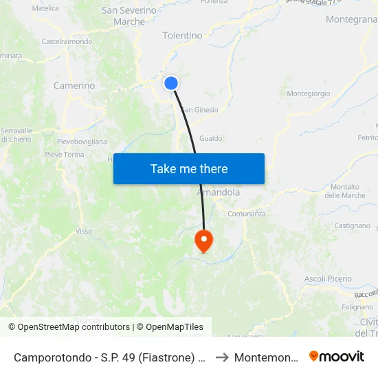 Camporotondo - SP 49 (Fiastrone) Galas to Montemonaco map