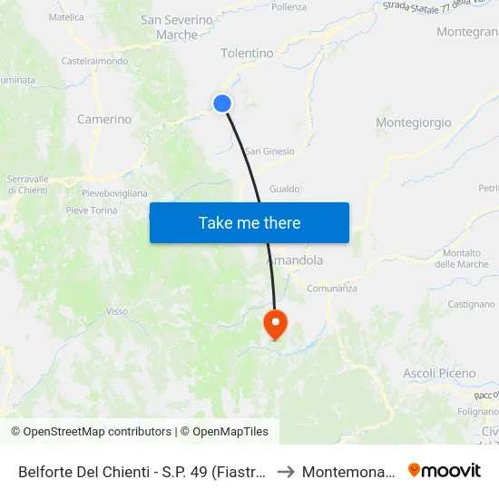 Belforte Del Chienti - S.P. 49 (Fiastron to Montemonaco map