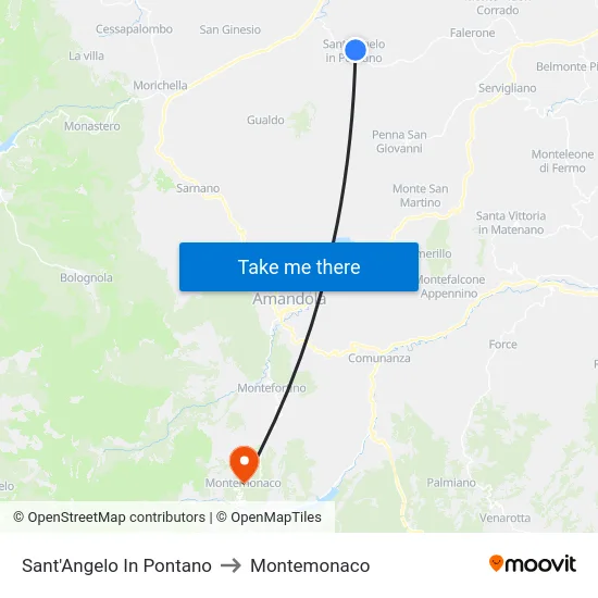 Sant'Angelo In Pontano to Montemonaco map