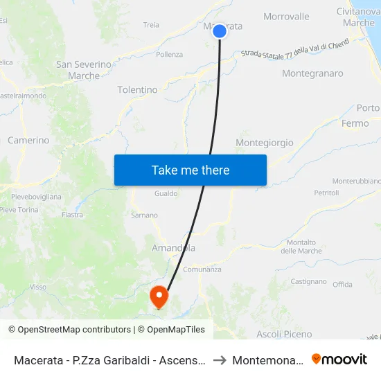 Macerata - P.Zza Garibaldi - Ascensore to Montemonaco map