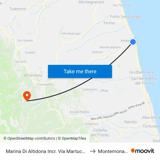 Marina Di Altidona Intersection Via Martucci to Montemonaco map