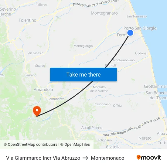 Giammarco Street Abruzzo Street Junction to Montemonaco map