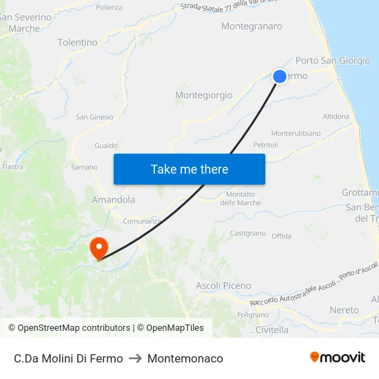 C.Da Molini Di Fermo to Montemonaco map