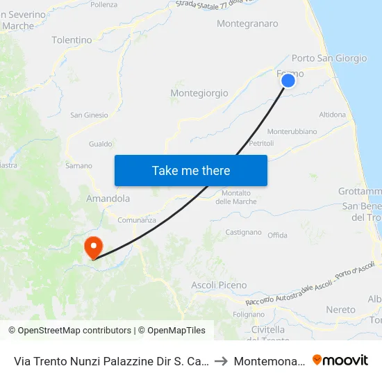 Via Trento Nunzi Palazzine Dir S. Cateri to Montemonaco map