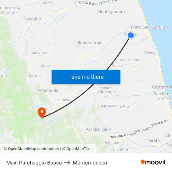 Maxi Parcheggio Basso to Montemonaco map