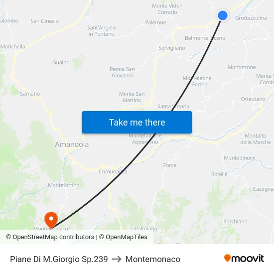 Piane Di M.Giorgio Sp.239 to Montemonaco map