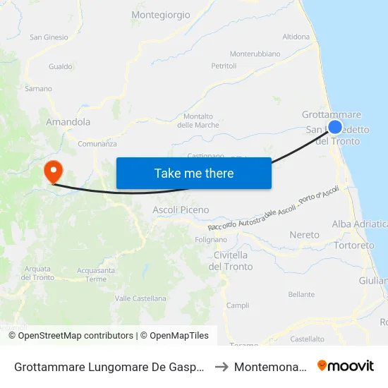 Grottammare Lungomare De Gasperi to Montemonaco map