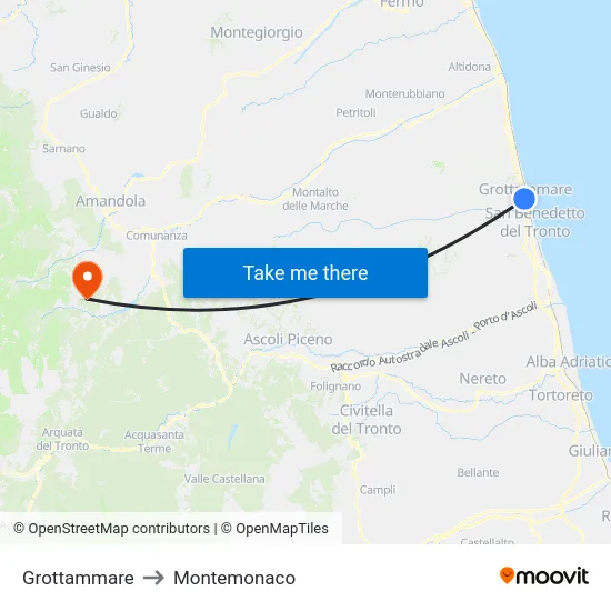 Grottammare to Montemonaco map