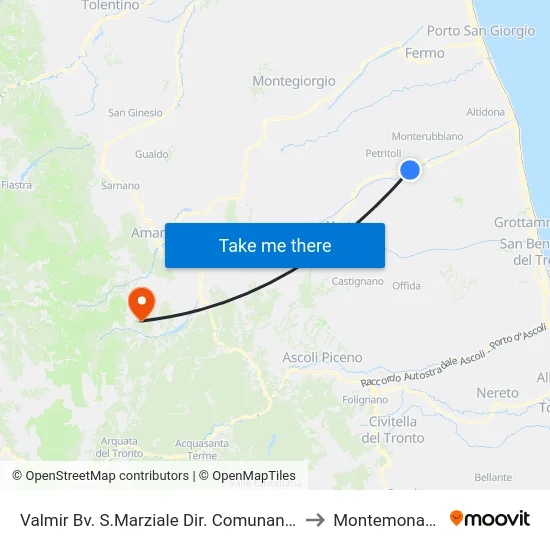 Valmir Bv. S.Marziale Dir. Comunanza to Montemonaco map