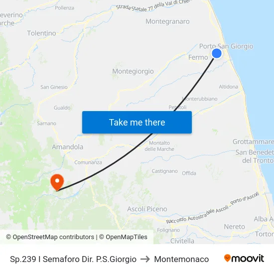 Sp.239 I Semaforo Dir. P.S.Giorgio to Montemonaco map