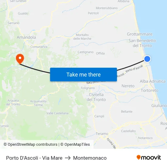 Porto D'Ascoli - Via Mare to Montemonaco map
