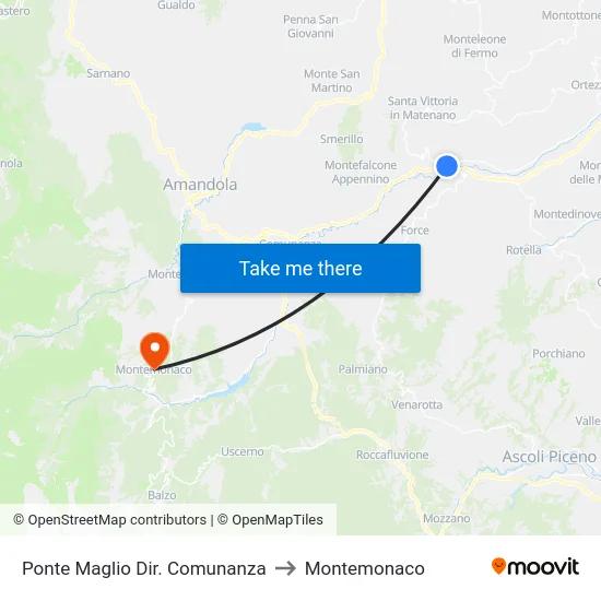 Ponte Maglio Dir. Comunanza to Montemonaco map