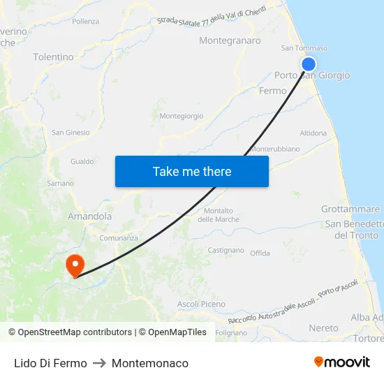 Lido Di Fermo to Montemonaco map