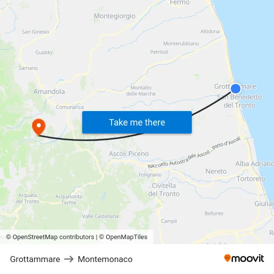 Grottammare to Montemonaco map