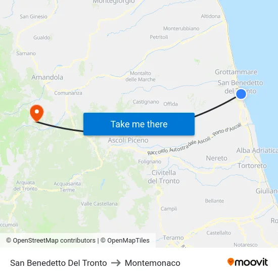 San Benedetto Del Tronto to Montemonaco map
