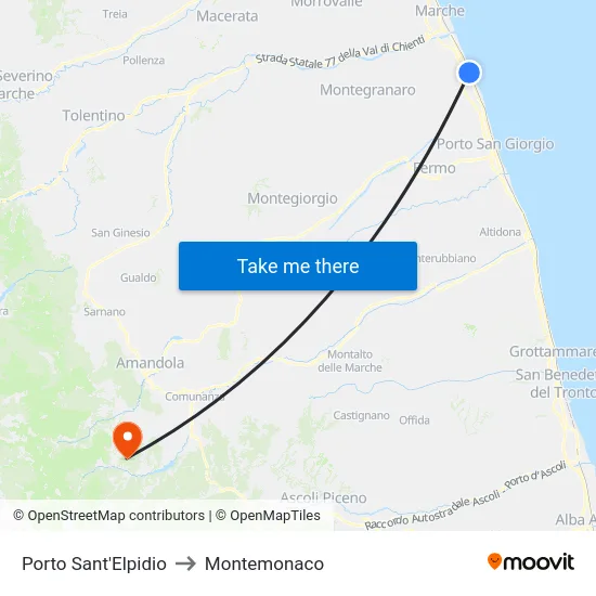 Porto Sant'Elpidio to Montemonaco map