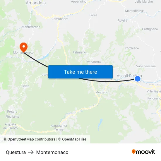 Questura to Montemonaco map