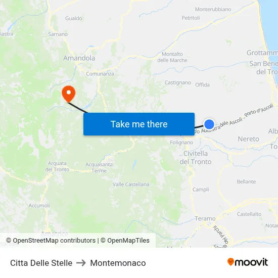 City of Stars to Montemonaco map