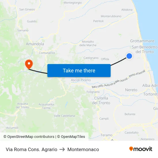 Via Roma Agricultural Consortium to Montemonaco map