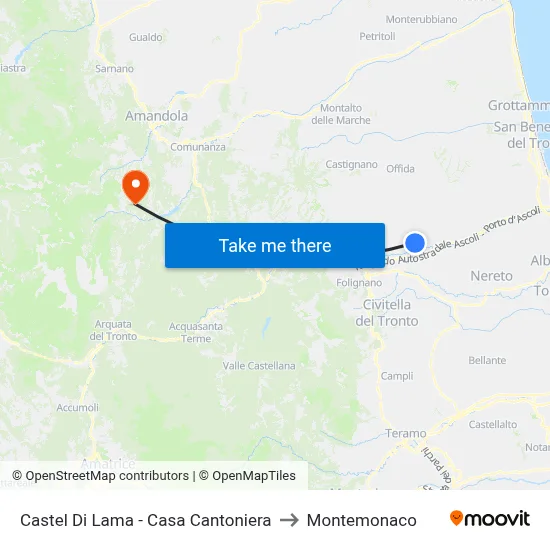 Castel Di Lama - Railroad House to Montemonaco map
