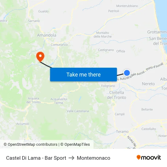 Castel Di Lama - Bar Sport to Montemonaco map
