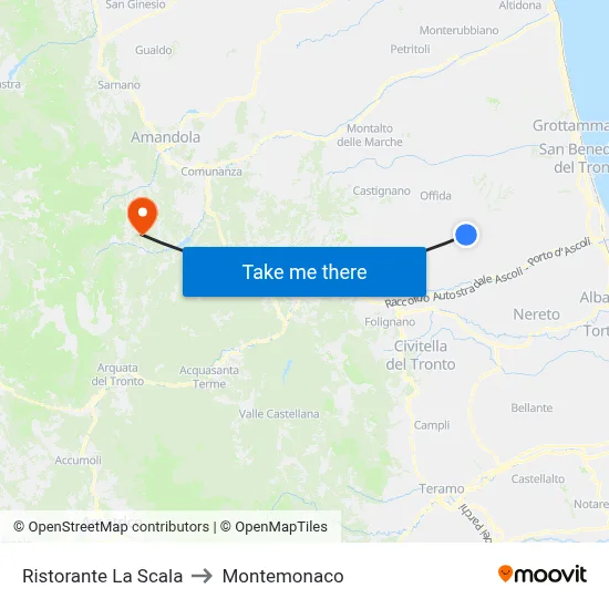 La Scala Restaurant to Montemonaco map